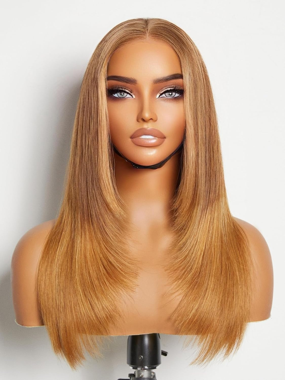 18 Inch Brown Highlight Kinky Curly Lace Front Wigs Human Hair 5X5 Transparent Human Hair Lace Frontal Wigs for Women 180% Density Curly Glueless Human Hair Wigs Pre Plcked
