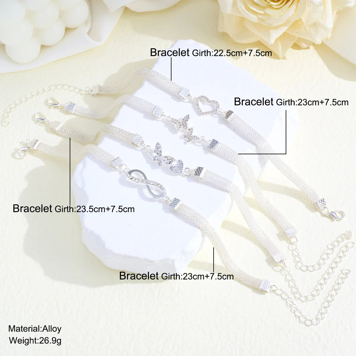 Bohemian Butterfly Anklet Set - 4 Pieces Silver Crystal Heart Charm Ankle Bracelets for Women, Ideal Summer Beach Foot Jewelry