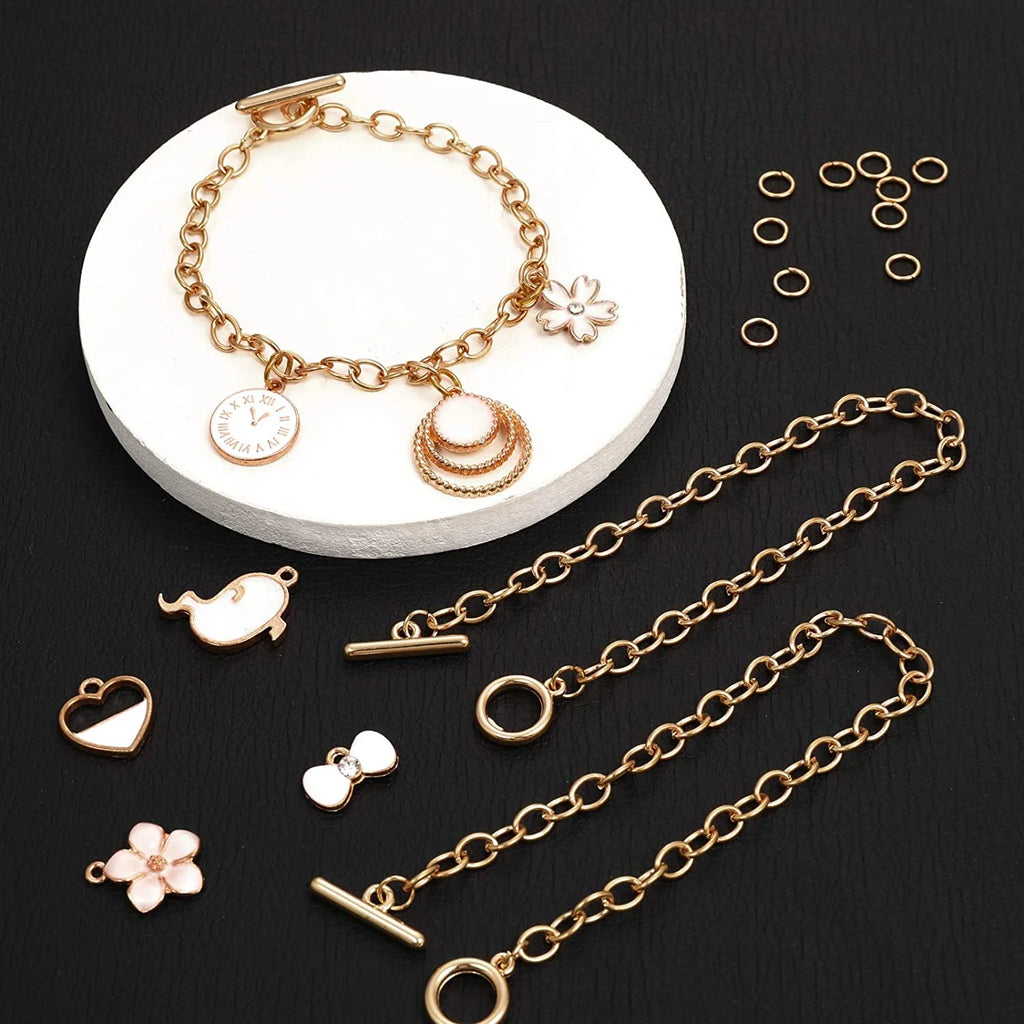 12 Pieces Bracelet Chains with OT Toggle Clasp Stainless Steel Bracelet Link Chains DIY Jewelry Making Bracelets Chains for Women DIY Jewelry Crafts Supplies