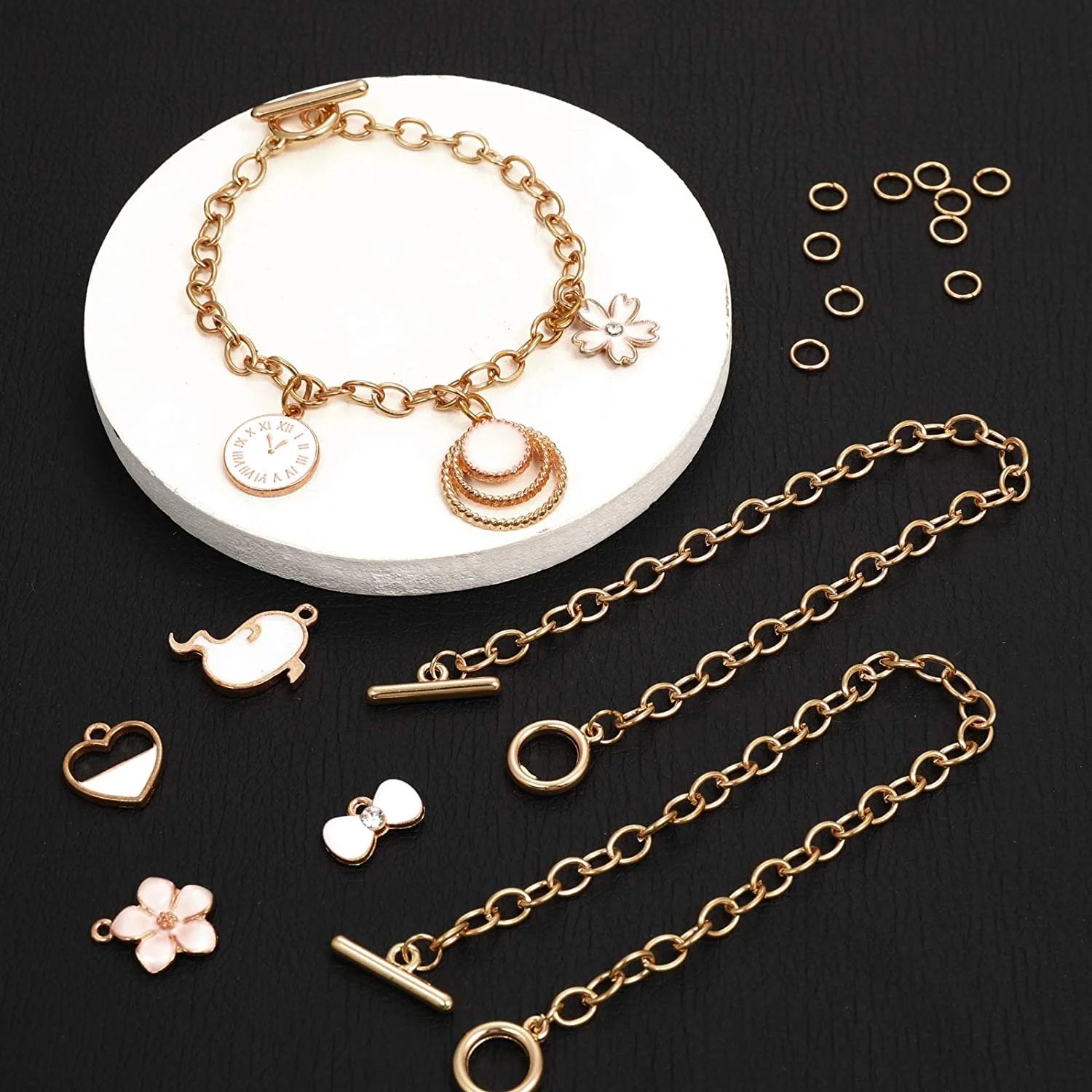 12 Pieces Bracelet Chains with OT Toggle Clasp Stainless Steel Bracelet Link Chains DIY Jewelry Making Bracelets Chains for Women DIY Jewelry Crafts Supplies