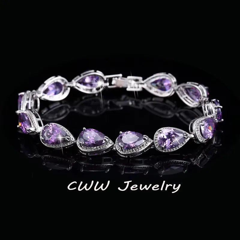 2024 Luxury Cubic Zirconia Water Drop Bracelet for Bridal and Wedding Jewelry CB135
