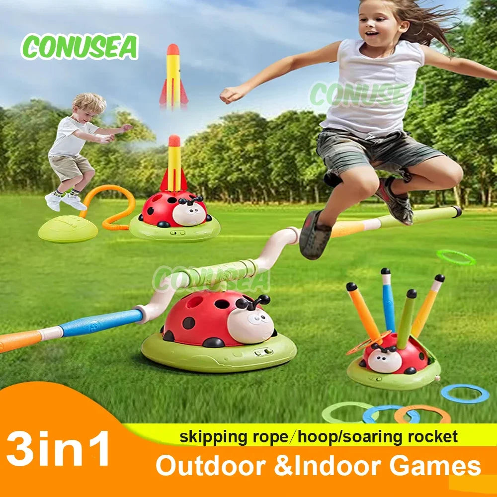 3-in-1 Children's Sports Toy: Skipping Rope Machine and Ferrule Game for Indoor and Outdoor Learning Activities