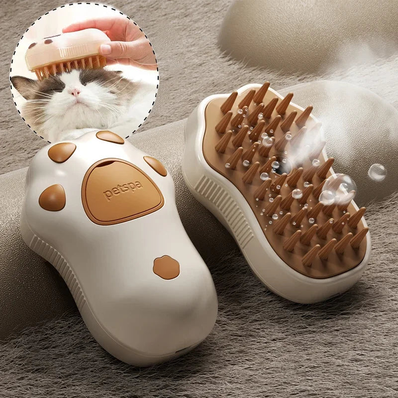 Electric Cat Steam Brush - 3-in-1 Pet Grooming Comb with Water Spray for Cats and Dogs, USB Rechargeable