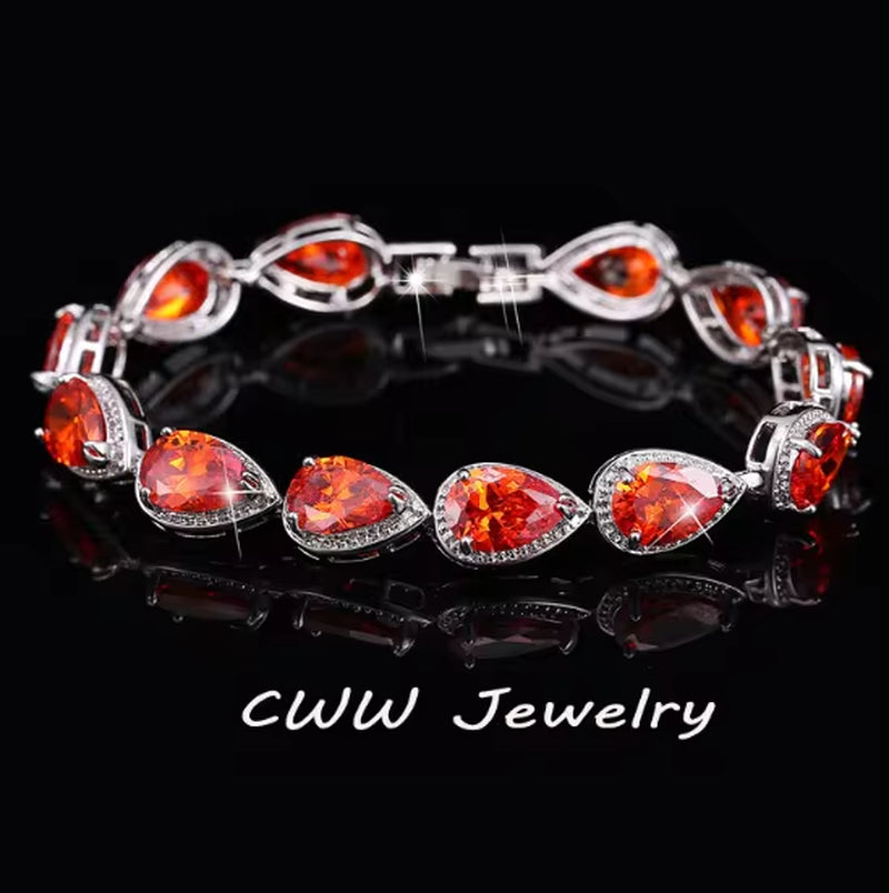 2024 Luxury Cubic Zirconia Water Drop Bracelet for Bridal and Wedding Jewelry CB135