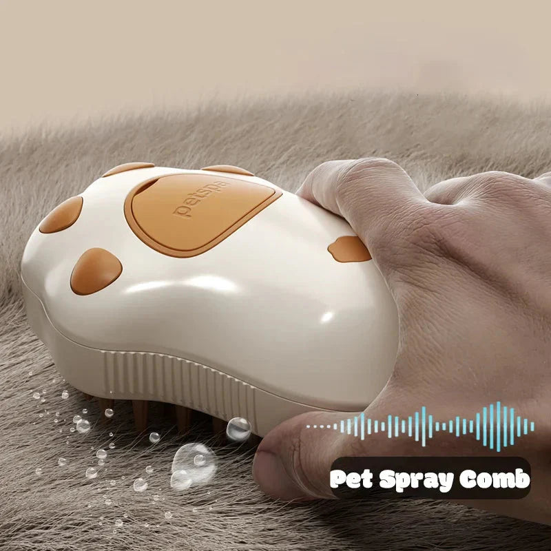 Electric Cat Steam Brush - 3-in-1 Pet Grooming Comb with Water Spray for Cats and Dogs, USB Rechargeable