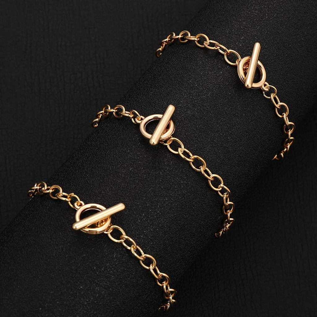 12 Pieces Bracelet Chains with OT Toggle Clasp Stainless Steel Bracelet Link Chains DIY Jewelry Making Bracelets Chains for Women DIY Jewelry Crafts Supplies