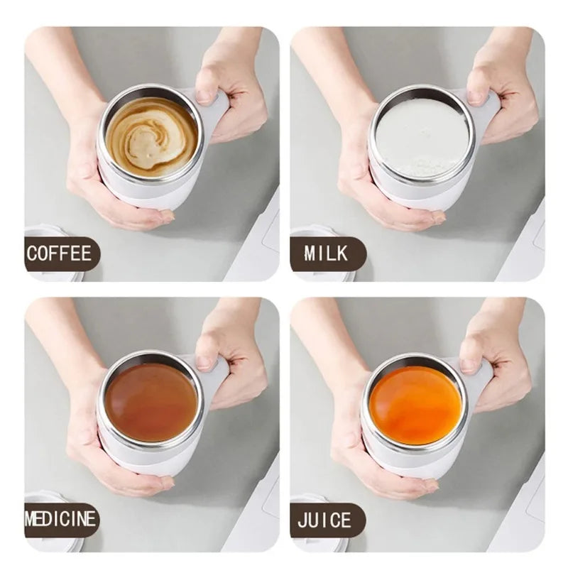 380ml Automatic Magnetic Stirring Mug - Stainless Steel Electric Smart Mixer for Coffee, Milk, and Beverages