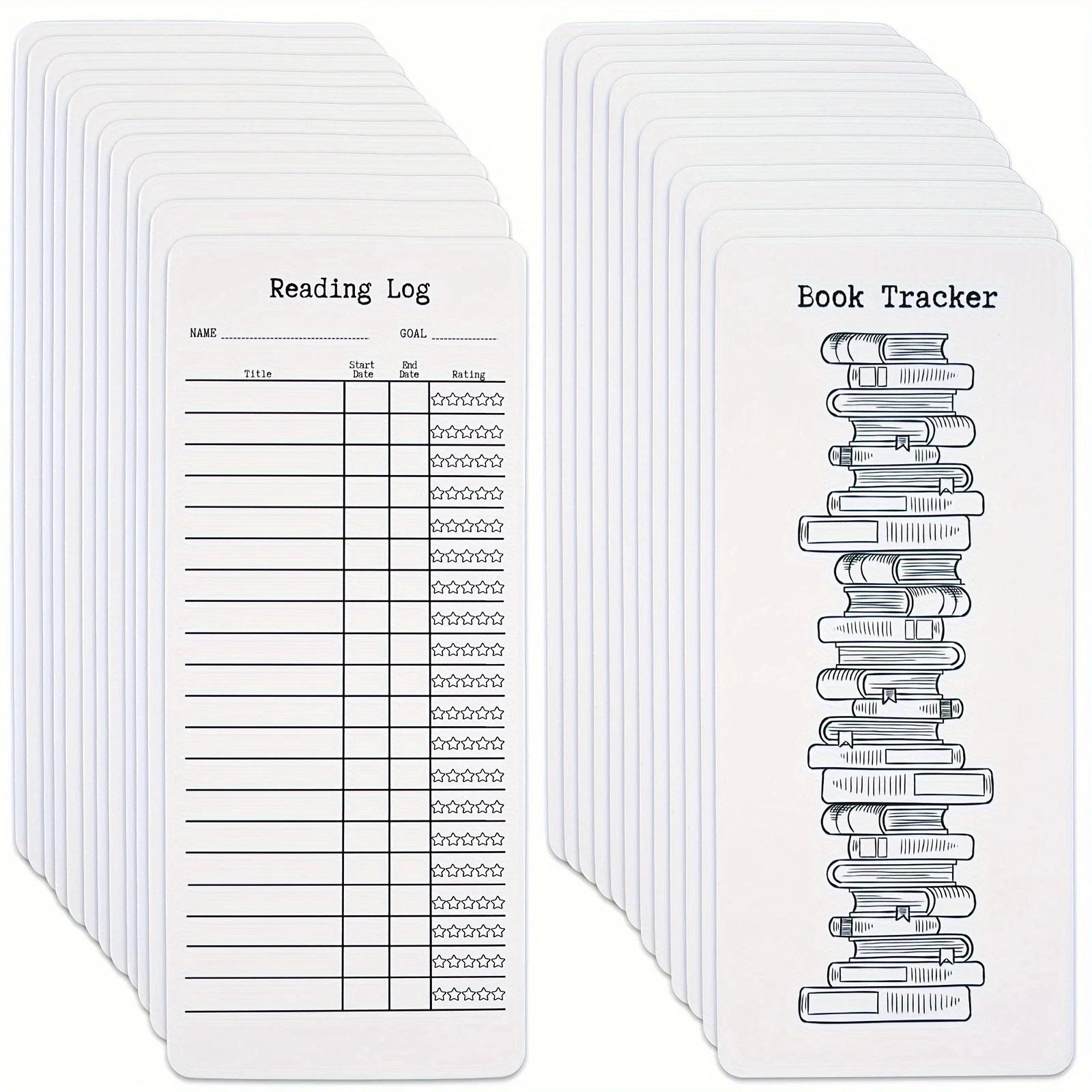 20/50 Piece Reading List Bookmark Set, Blank Bookmarks for DIY Art Projects, Book Accessories, School Supplies, and Gift Tags