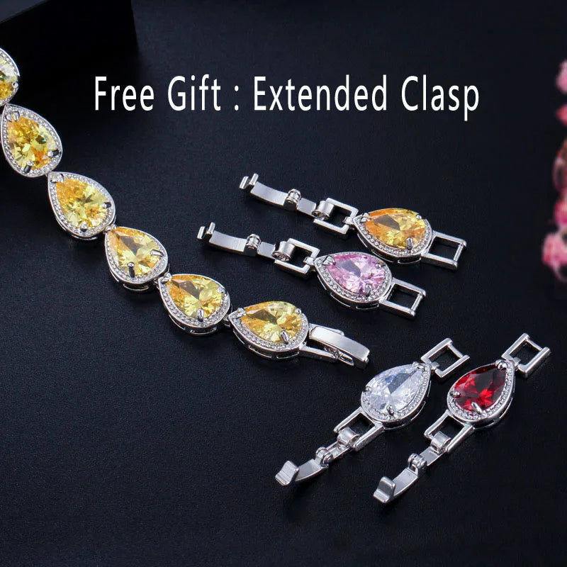 2024 Luxury Cubic Zirconia Water Drop Bracelet for Bridal and Wedding Jewelry CB135