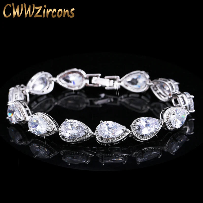 2024 Luxury Cubic Zirconia Water Drop Bracelet for Bridal and Wedding Jewelry CB135