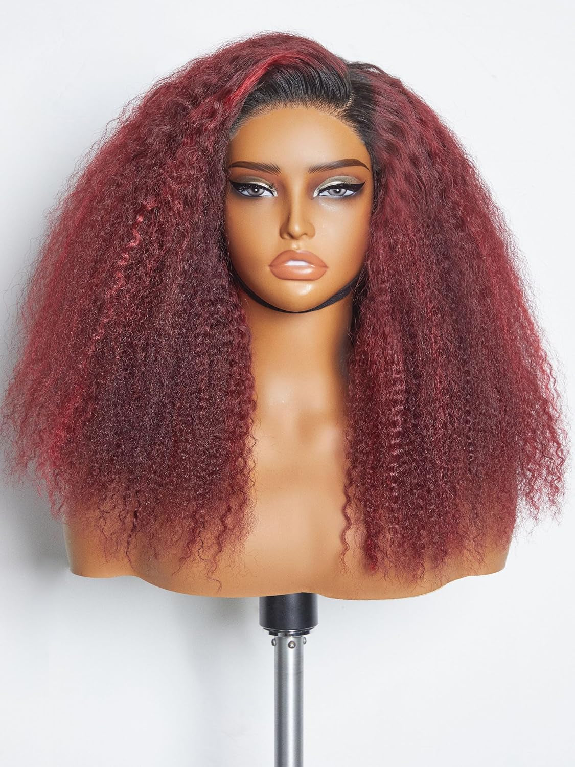 18 Inch Brown Highlight Kinky Curly Lace Front Wigs Human Hair 5X5 Transparent Human Hair Lace Frontal Wigs for Women 180% Density Curly Glueless Human Hair Wigs Pre Plcked