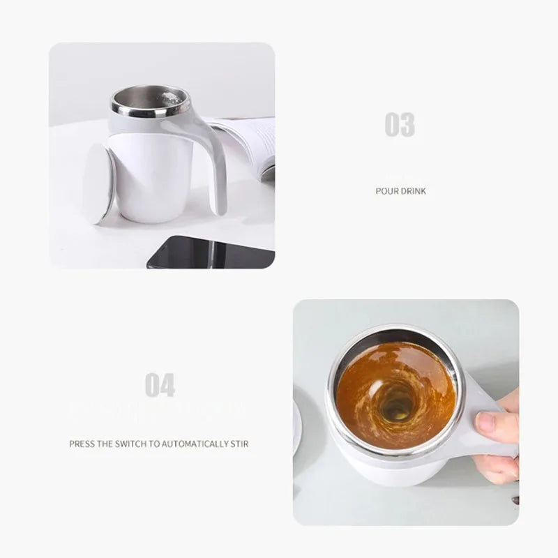 380ml Automatic Magnetic Stirring Mug - Stainless Steel Electric Smart Mixer for Coffee, Milk, and Beverages