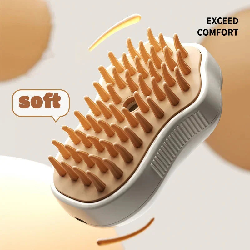 Electric Cat Steam Brush - 3-in-1 Pet Grooming Comb with Water Spray for Cats and Dogs, USB Rechargeable