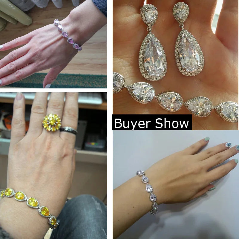 2024 Luxury Cubic Zirconia Water Drop Bracelet for Bridal and Wedding Jewelry CB135
