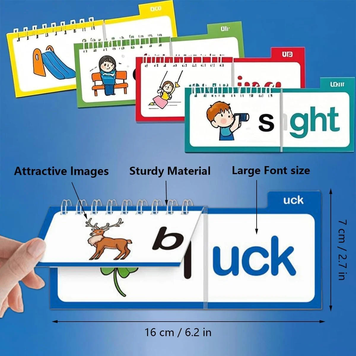 30 Phonics and Vocabulary Flip Books and Flash Cards for Kindergarten: Word Families, Sight Words, and ABCs
