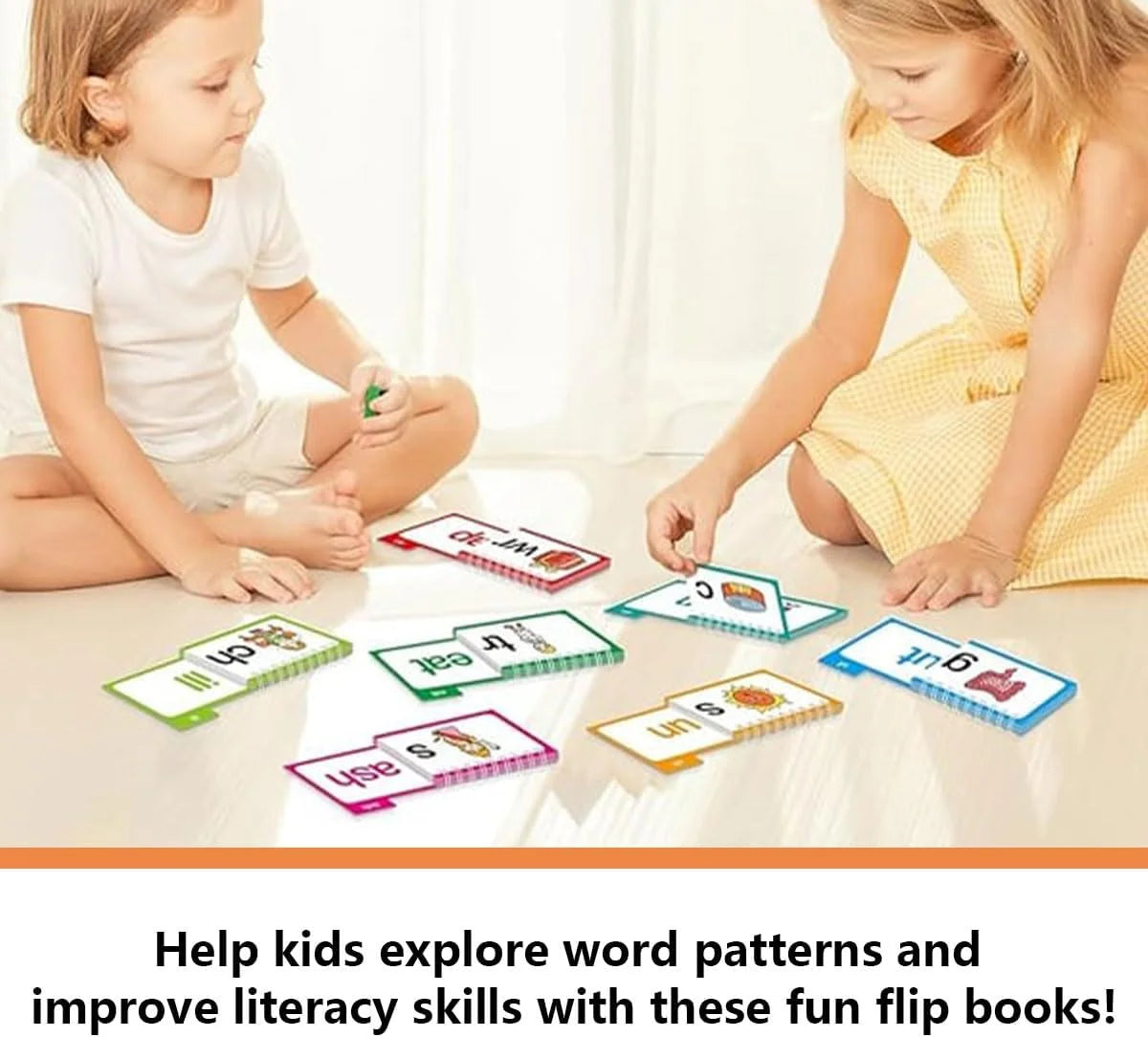 30 Phonics and Vocabulary Flip Books and Flash Cards for Kindergarten: Word Families, Sight Words, and ABCs