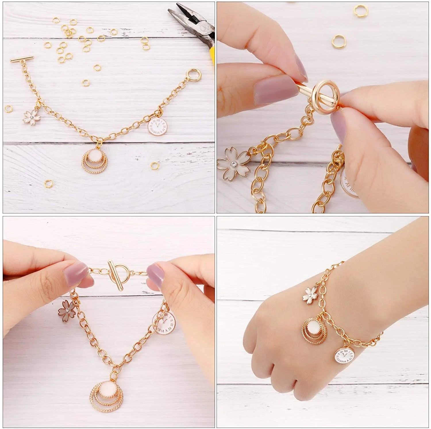 12 Pieces Bracelet Chains with OT Toggle Clasp Stainless Steel Bracelet Link Chains DIY Jewelry Making Bracelets Chains for Women DIY Jewelry Crafts Supplies