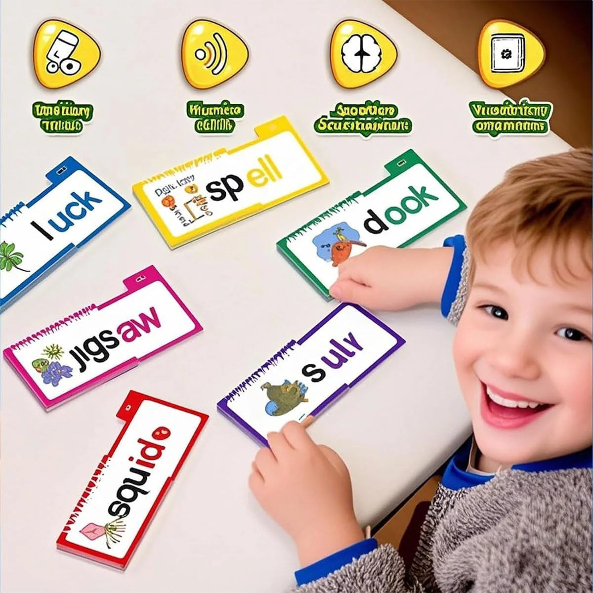 30 Phonics and Vocabulary Flip Books and Flash Cards for Kindergarten: Word Families, Sight Words, and ABCs