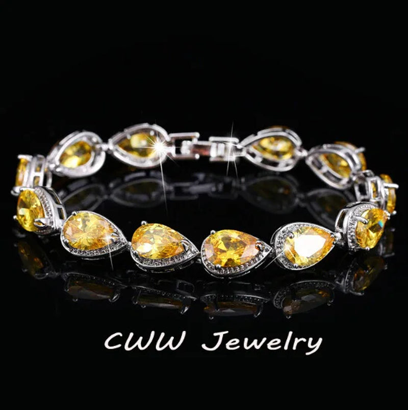 2024 Luxury Cubic Zirconia Water Drop Bracelet for Bridal and Wedding Jewelry CB135