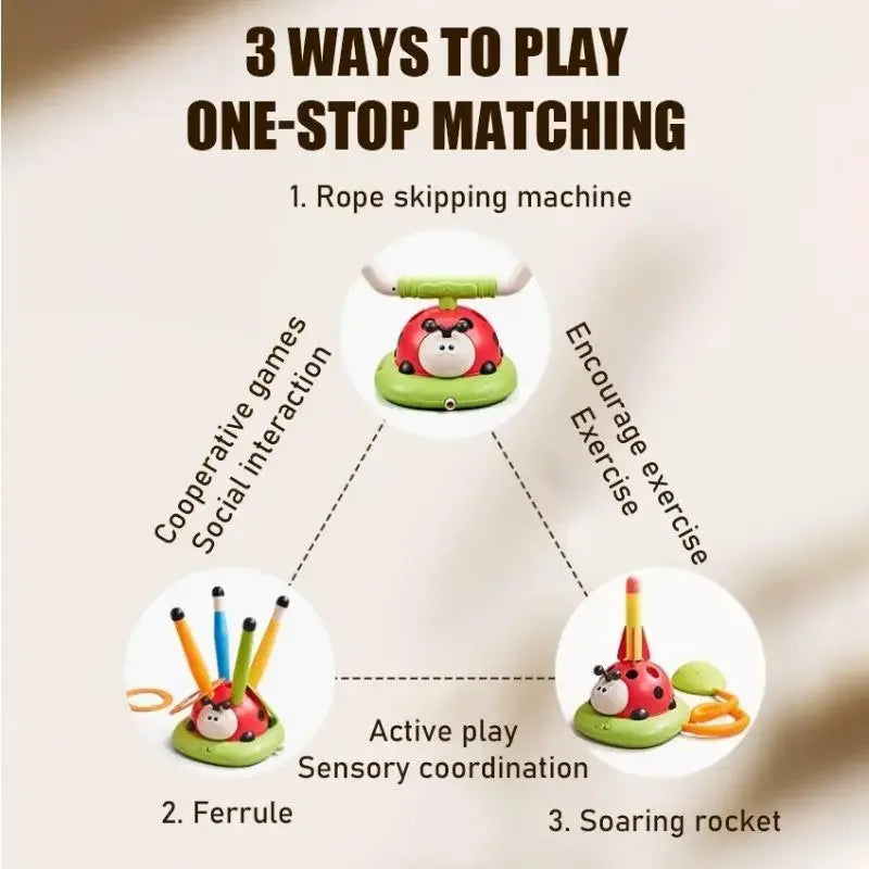 3-in-1 Children's Sports Toy: Skipping Rope Machine and Ferrule Game for Indoor and Outdoor Learning Activities