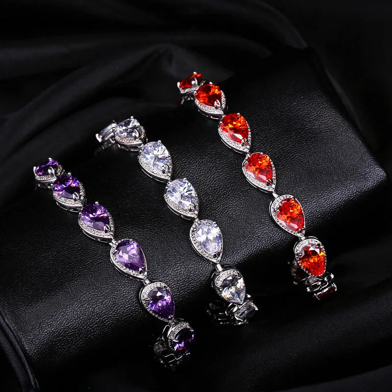 2024 Luxury Cubic Zirconia Water Drop Bracelet for Bridal and Wedding Jewelry CB135