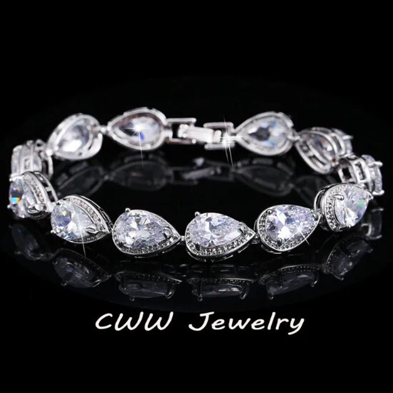 2024 Luxury Cubic Zirconia Water Drop Bracelet for Bridal and Wedding Jewelry CB135