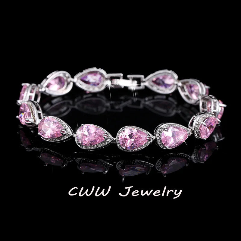2024 Luxury Cubic Zirconia Water Drop Bracelet for Bridal and Wedding Jewelry CB135