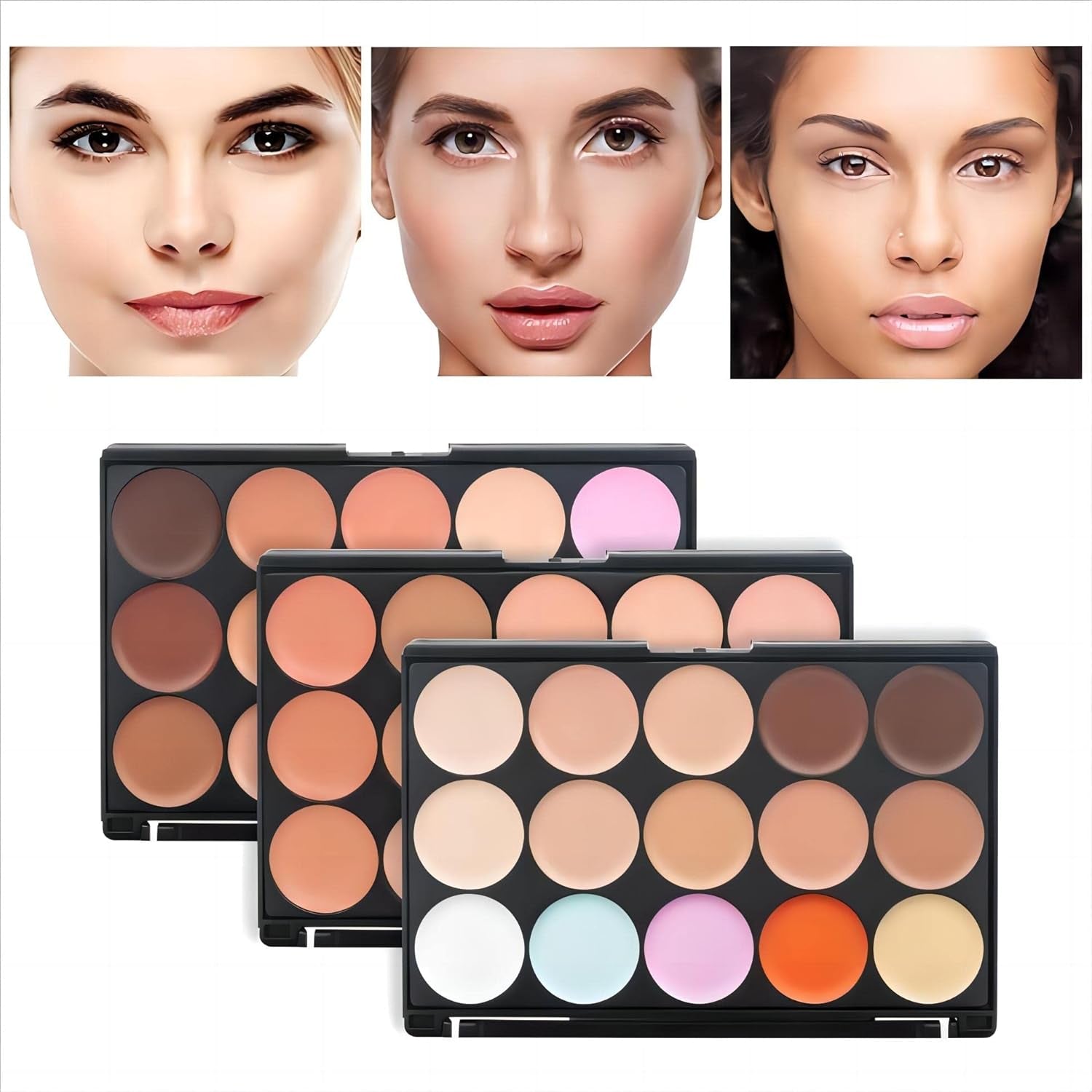 15 Color Contour Kit-Face Contouring and Highlighter Palette-Makeup Blemish Concealer Cream Palette - Full Coverage，Moisturizing and Waterproof，Lasting (Z-02)